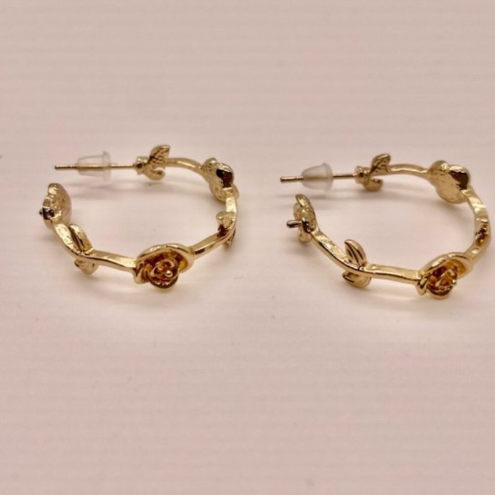 ⭐️✨ FREE Rose Floral Hoop Boho Peasant Hipster Hippie Art Chic Minimal Earrings